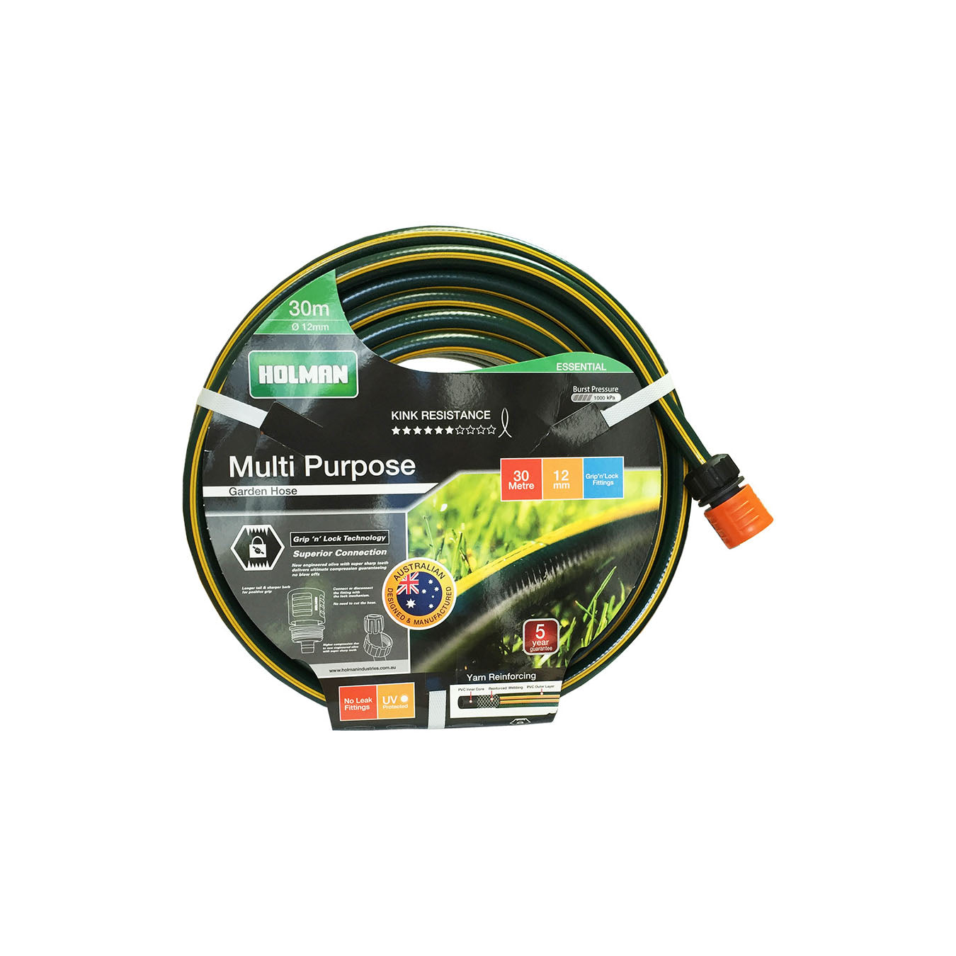 Holman Multi Purpose Hose 12mm x 15m with Fittings