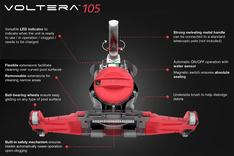 Kokido Voltera 105 Heavy Duty Large Rechargeable Pool Vacuum