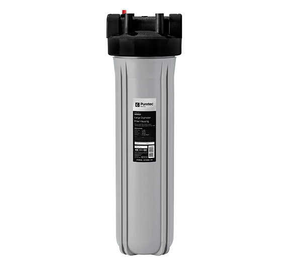 Puretec Large Diameter Filter Housing Kit 20" - Silver w/ Black Head 1 1/2" connection