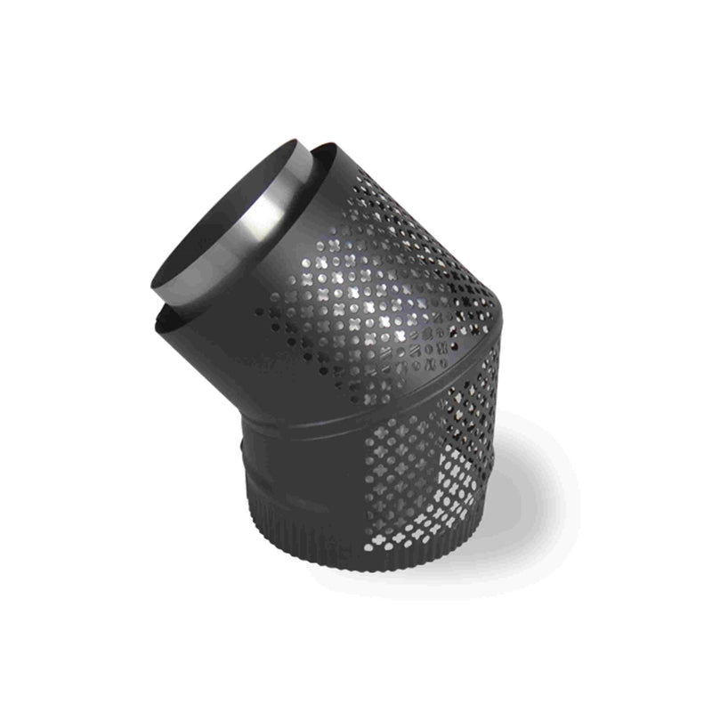 Flue Bend Club and Round Deco Mesh 45 deg 8" Metallic Black