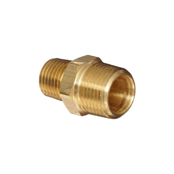 Brass Threaded Reducing Hex Nipple 3/4" x 1/2"