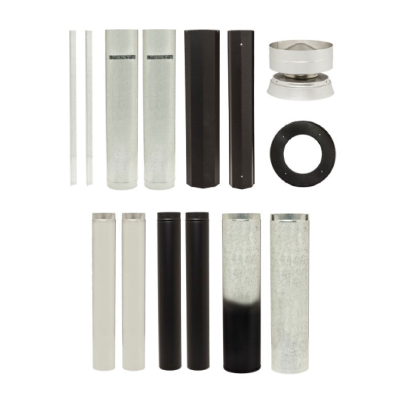 Flue Kit Standard 6" Metallic Black with Double Shield
