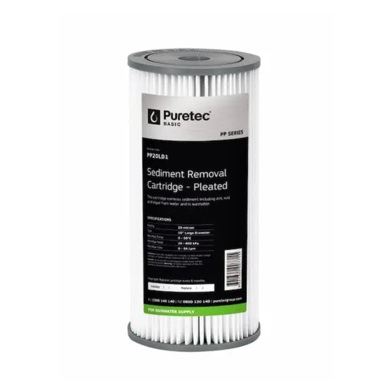 Puretec Pleated Sediment Cartridge Large Diameter 10" 20 Micron